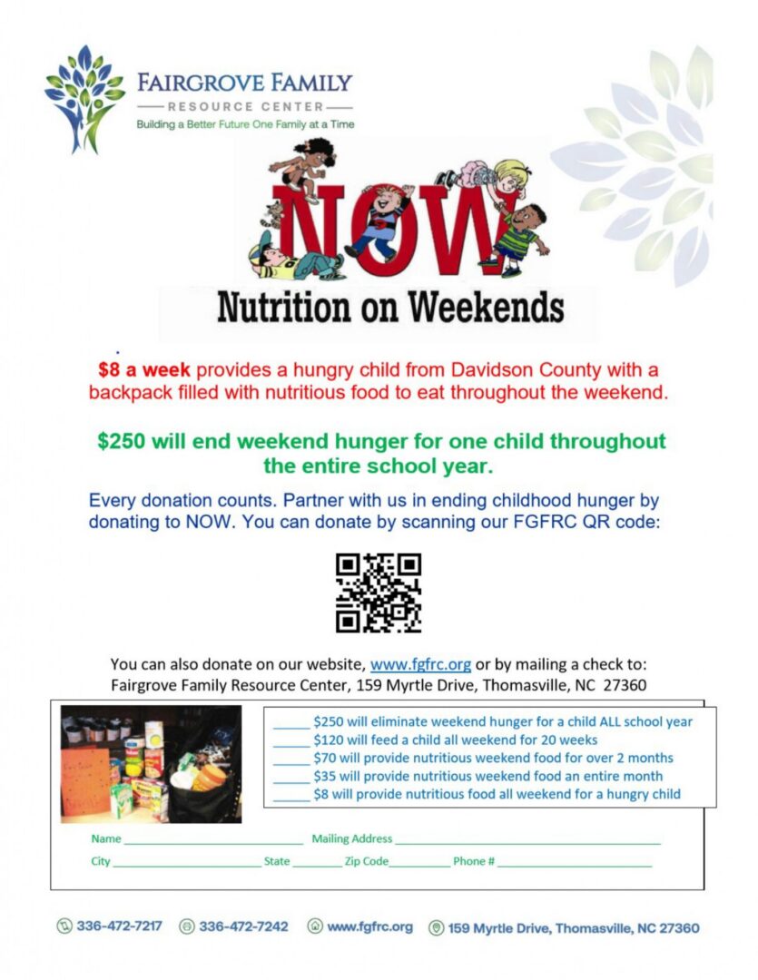 "Nutrition program flyer for weekend meals."