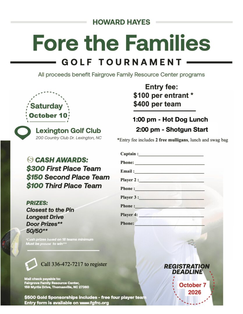 Golf tournament flyer for charity event.